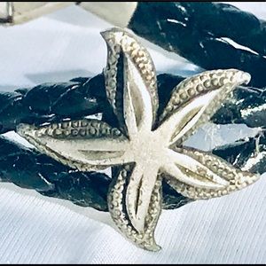 Bracelet vintage,braided leather metal.